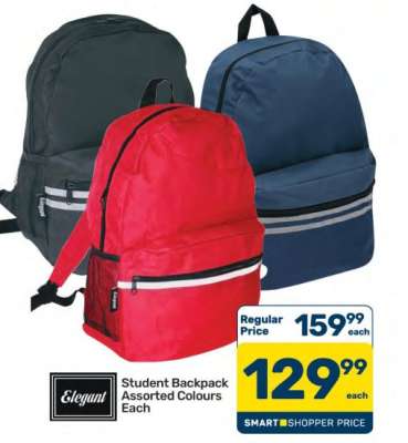 Student Backpack Assorted Colours Each