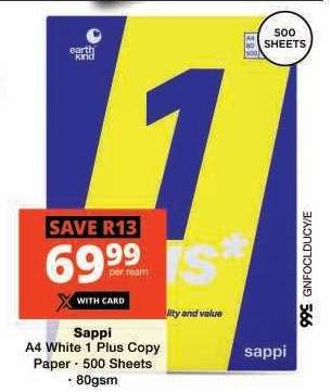 Sappi A4 White 1 Plus Copy Paper