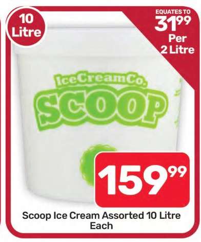 Scoop Ice Cream Assorted 10 Litre