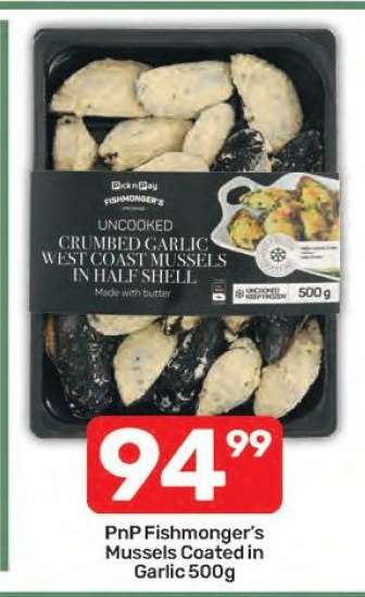 PnP Fishmonger's Mussels Coated in Garlic 500g