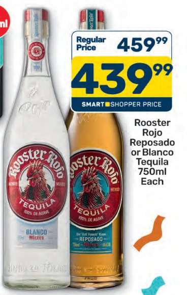 Rooster Rojo Reposado or Blanco Tequila 750ml Each