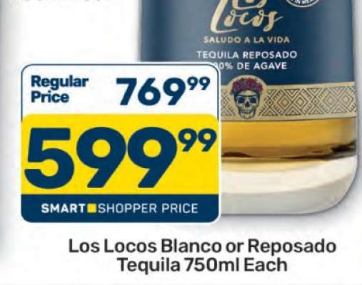Los Locos Blanco or Reposado Tequila 750ml Each