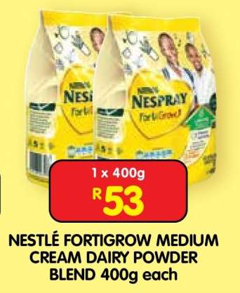 NESTLÉ FORTIGROW MEDIUM CREAM DAIRY POWDER BLEND 400g each