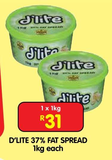D'LITE 37% FAT SPREAD 1kg each