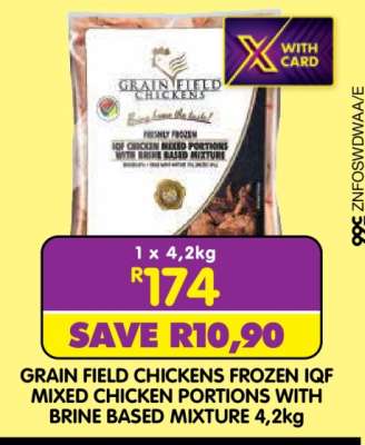 GRAIN FIELD CHICKENS FROZEN IQF MIXED CHICKEN PORTIONS WITH BRINE BASED MIXTURE 4,2kg