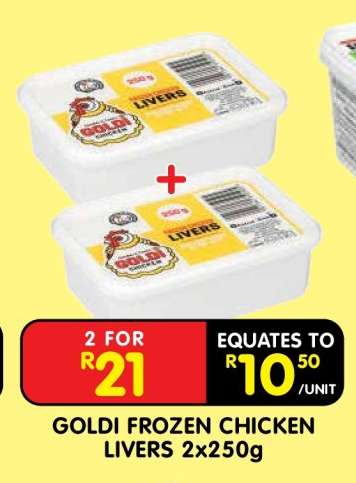 GOLDI FROZEN CHICKEN LIVERS 2x250g