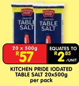 KITCHEN PRIDE IODATED TABLE SALT 20x500g
