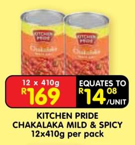 KITCHEN PRIDE CHAKALAKA MILD & SPICY 12x410g per pack