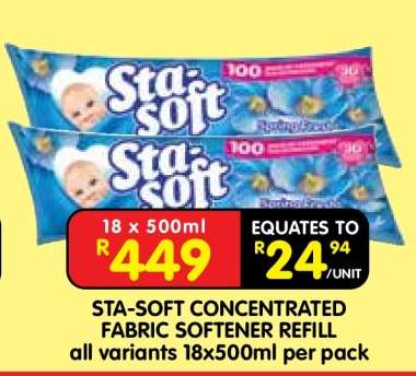 STA-SOFT CONCENTRATED FABRIC SOFTENER REFILL