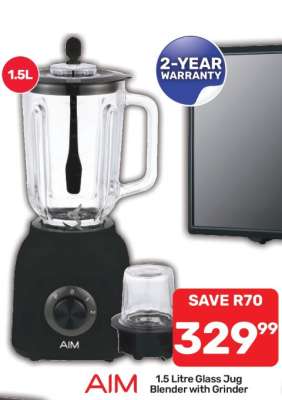 AIM 1.5 Litre Glass Jug Blender with Grinder