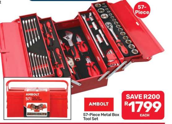 AMBOLT 57-Piece Metal Box Tool Set
