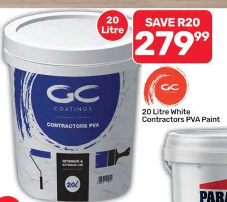 20 Litre White Contractors PVA Paint