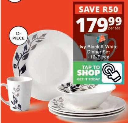 Ivy Black & White Dinner Set