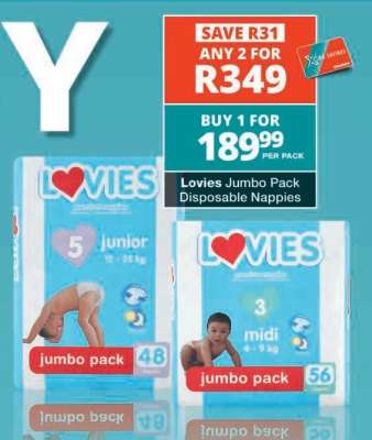 Lovies Jumbo Pack Disposable Nappies