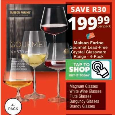 Maison Forine Gourmet Lead-Free Crystal Glassware Range - 4-Pack
