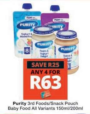 Purity 3rd Foods/Snack Pouch Baby Food