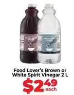 Food Lover's Brown or White Spirit Vinegar 2 L