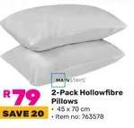 2-Pack Hollowfibre Pillows