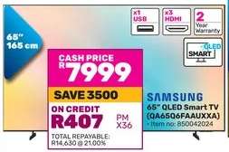 Samsung 65" QLED Smart TV (QA65Q6FAAUXZA)