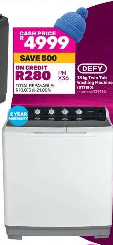 DEFY 18 kg Twin Tub Washing Machine