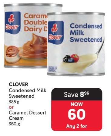 CLOVER Condensed Milk Sweetened or Caramel Dessert Cream