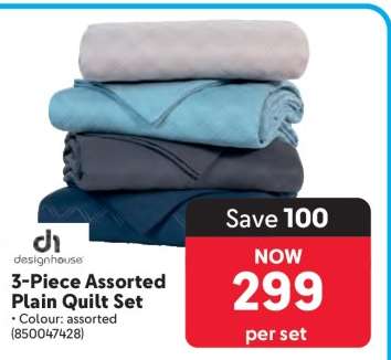 3-Piece Assorted Plain Quilt Set