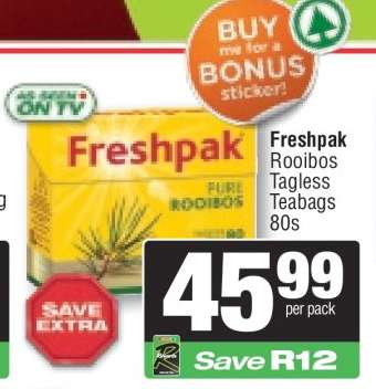 Freshpak Rooibos Tagless Teabags 80s