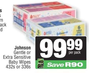 Johnson Gentle or Extra Sensitive Baby Wipes