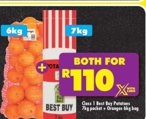 Class 1 Best Buy Potatoes 7kg pocket + Oranges 6kg bag