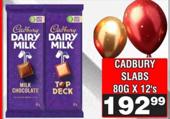 CADBURY SLABS 80G X 12's