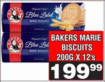 BAKERS MARIE BISCUITS 200G X 12's