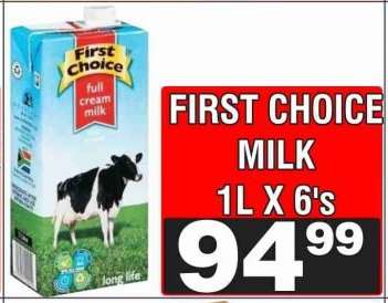 FIRST CHOICE MILK 1L X 6's