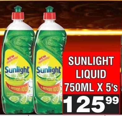 SUNLIGHT LIQUID 750ML X 5's