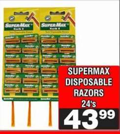 SUPERMAX DISPOSABLE RAZORS 24's