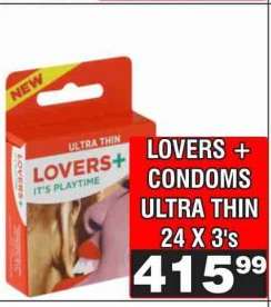 LOVERS + CONDOMS ULTRA THIN 24 X 3's