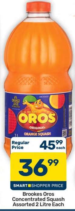 Brookes Oros Concentrated Squash Assorted 2 Litre Each