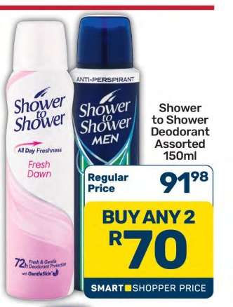 Shower To Shower Deodorant Assorted 150ml