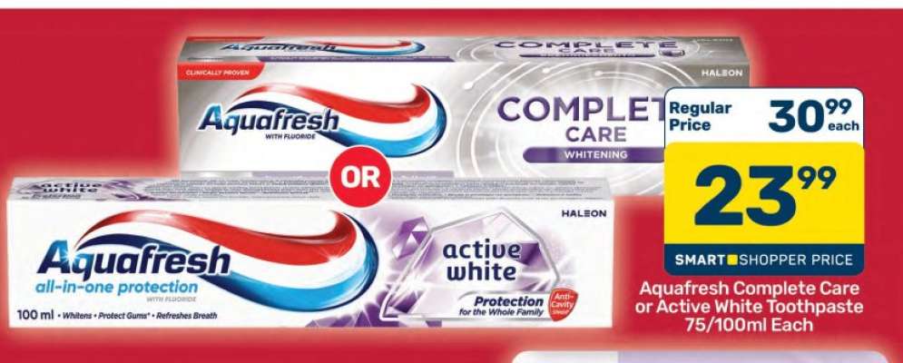 Aquafresh Complete Care or Active White Toothpaste