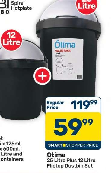 Otima 25 Litre Plus 12 Litre Fliptop Dustbin Set