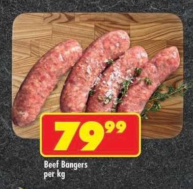 Beef Bangers per kg