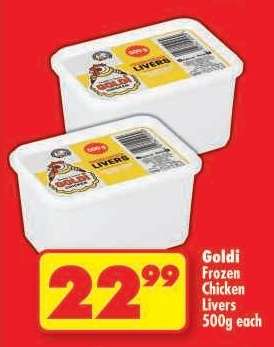 GOLDI FROZEN CHICKEN LIVERS 500g each