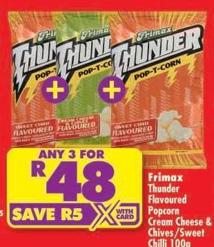 Frimax Thunder Flavoured Popcorn Cream Cheese & Chives/Sweet Chilli 100g
