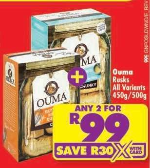 Ouma Rusks All Variants 450g/500g