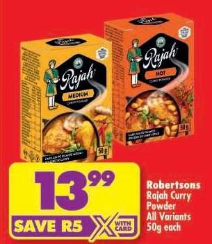 Robertsons Rajah Curry Powder All Variants 50g each