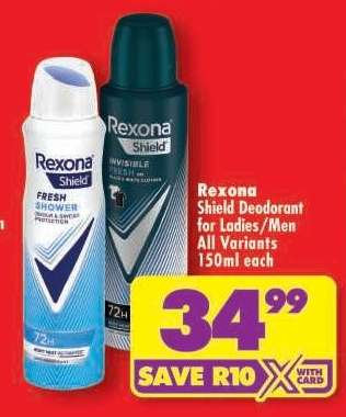 Rexona Shield Deodorant for Ladies/Men All Variants 150ml each