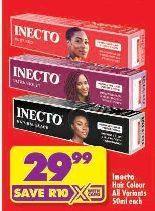 INECTO HAIR COLOUR all variants 50ml each