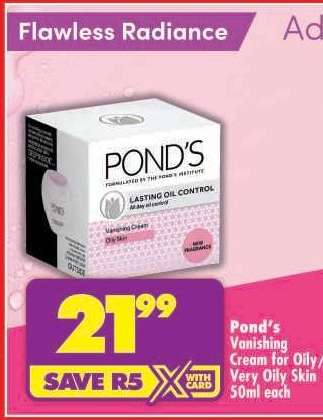 Pond's Vanishing Cream for Oily/Very Oily Skin 50ml each