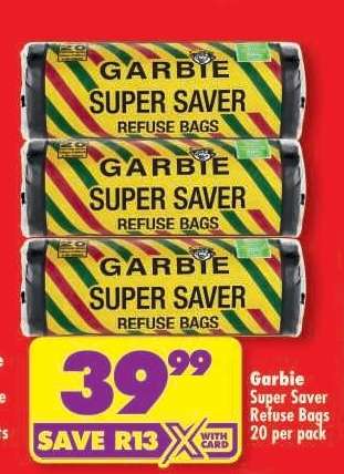 Garbie Super Saver Refuse Bags 20 per pack