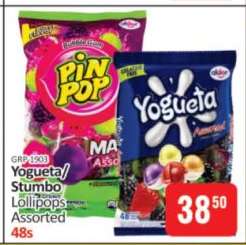 Yogueta/Stumbo Lollipops Assorted 48s