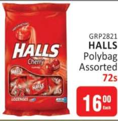 HALLS Polybag Assorted 72s